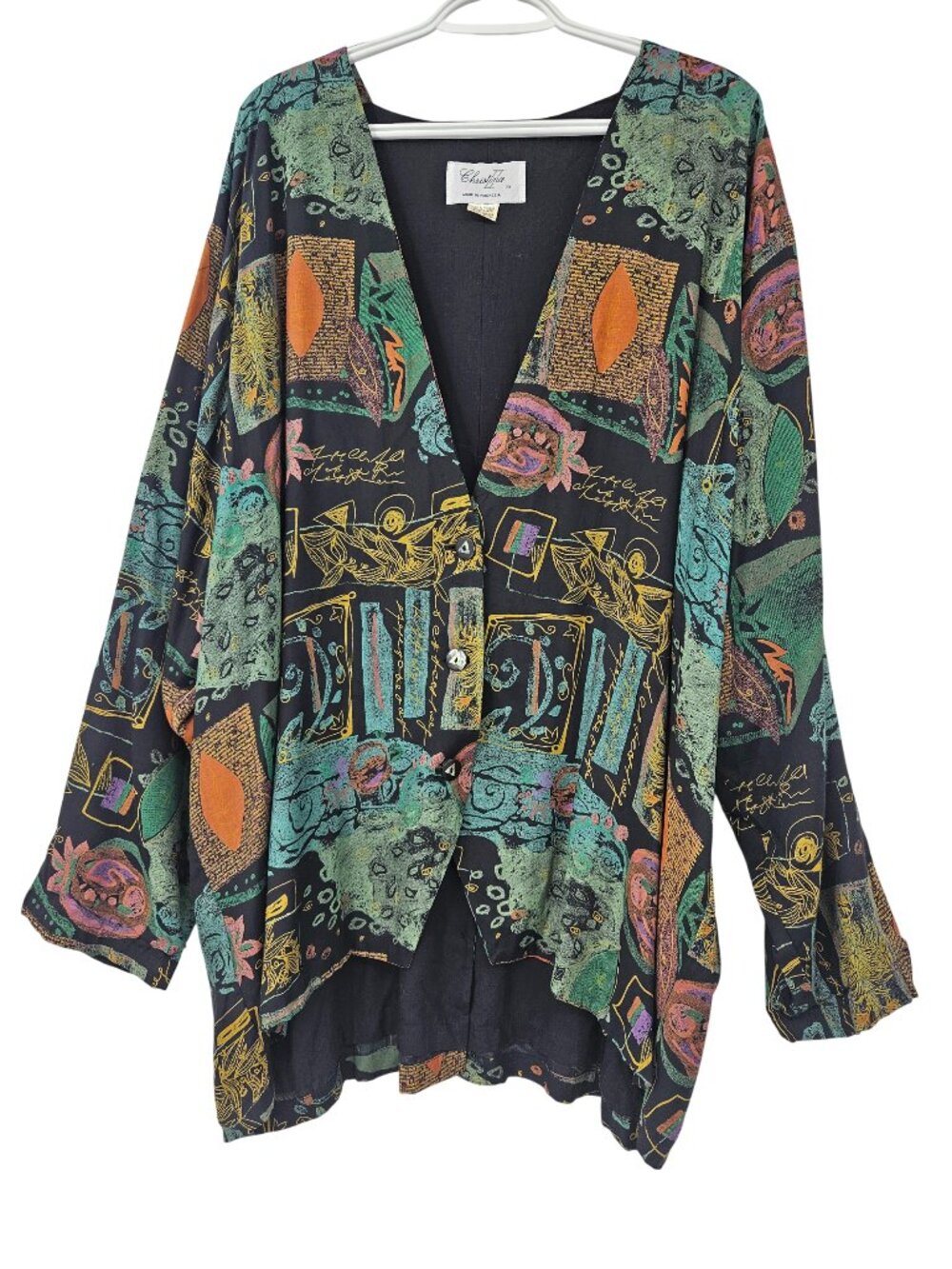 Vintage Christina II Abstract Button Front Jacket Women's Size 2X Art To Wear